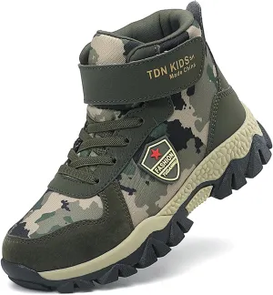 FLIOZY Kids Hiking Boots Boys Camouflage Walking Climbing Sneaker Outdoor Non-slip Warm Winter Snow Boots