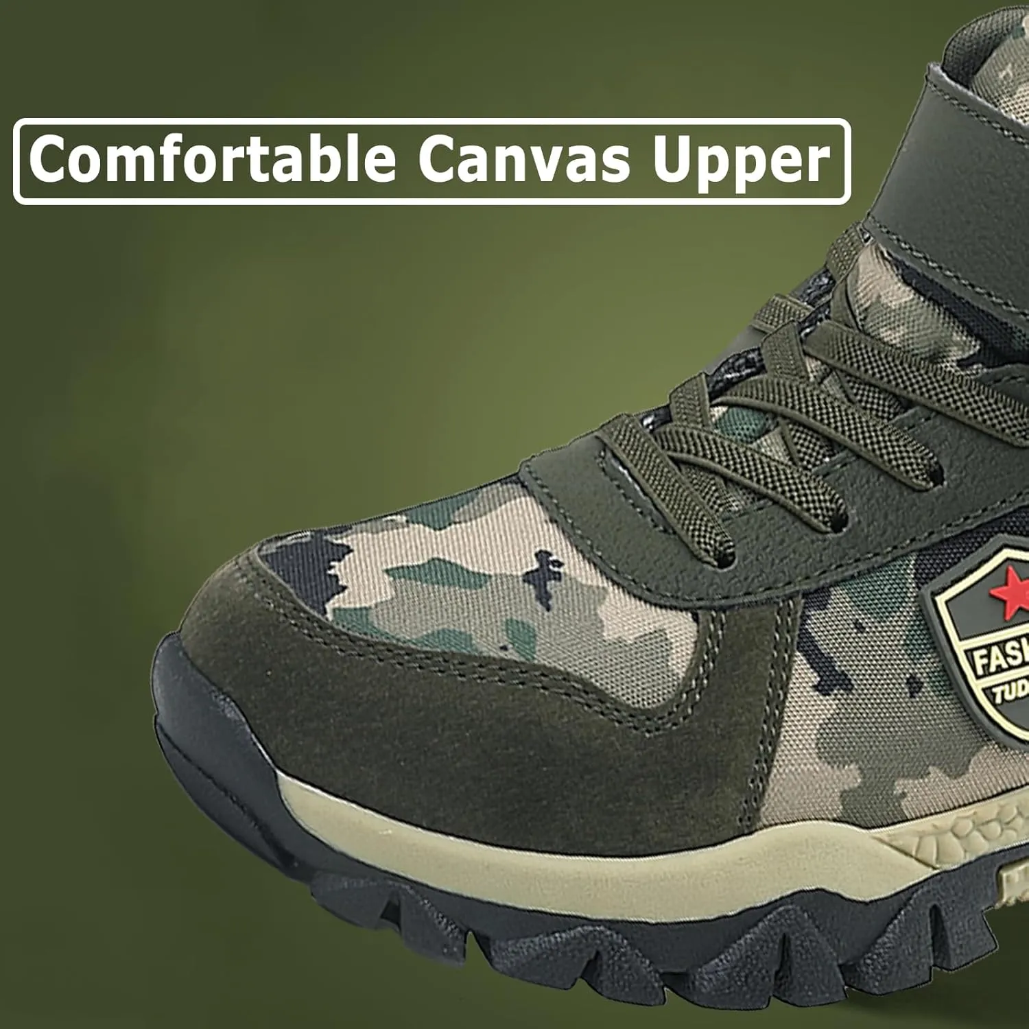 FLIOZY Kids Hiking Boots Boys Camouflage Walking Climbing Sneaker Outdoor Non-slip Warm Winter Snow Boots