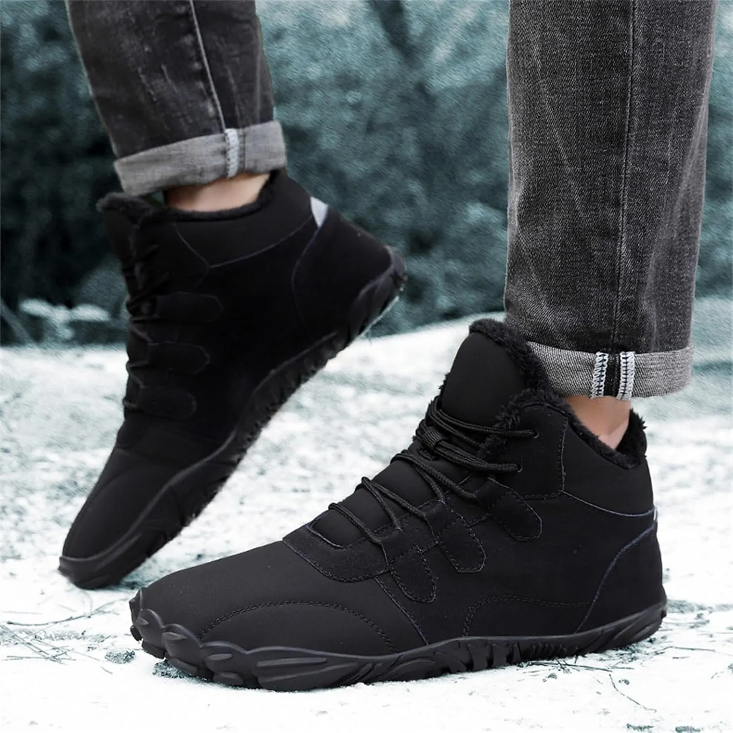 Fuzzy Non Slip Winter Boots for Women Botas Altas Para El Invierno De Mujer Women Snow Boots Waterproof Womens Barefoot Boots Womens Mid Calf Fur Lined Bow Winter Snow Boots