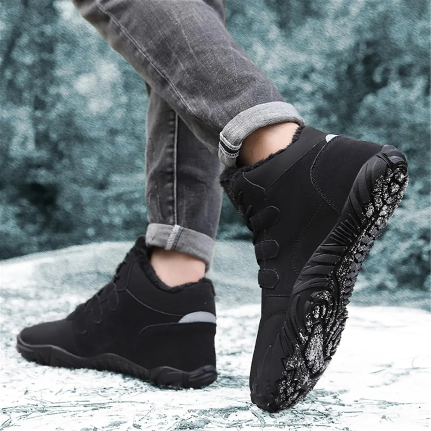 Fuzzy Non Slip Winter Boots for Women Botas Altas Para El Invierno De Mujer Women Snow Boots Waterproof Womens Barefoot Boots Womens Mid Calf Fur Lined Bow Winter Snow Boots