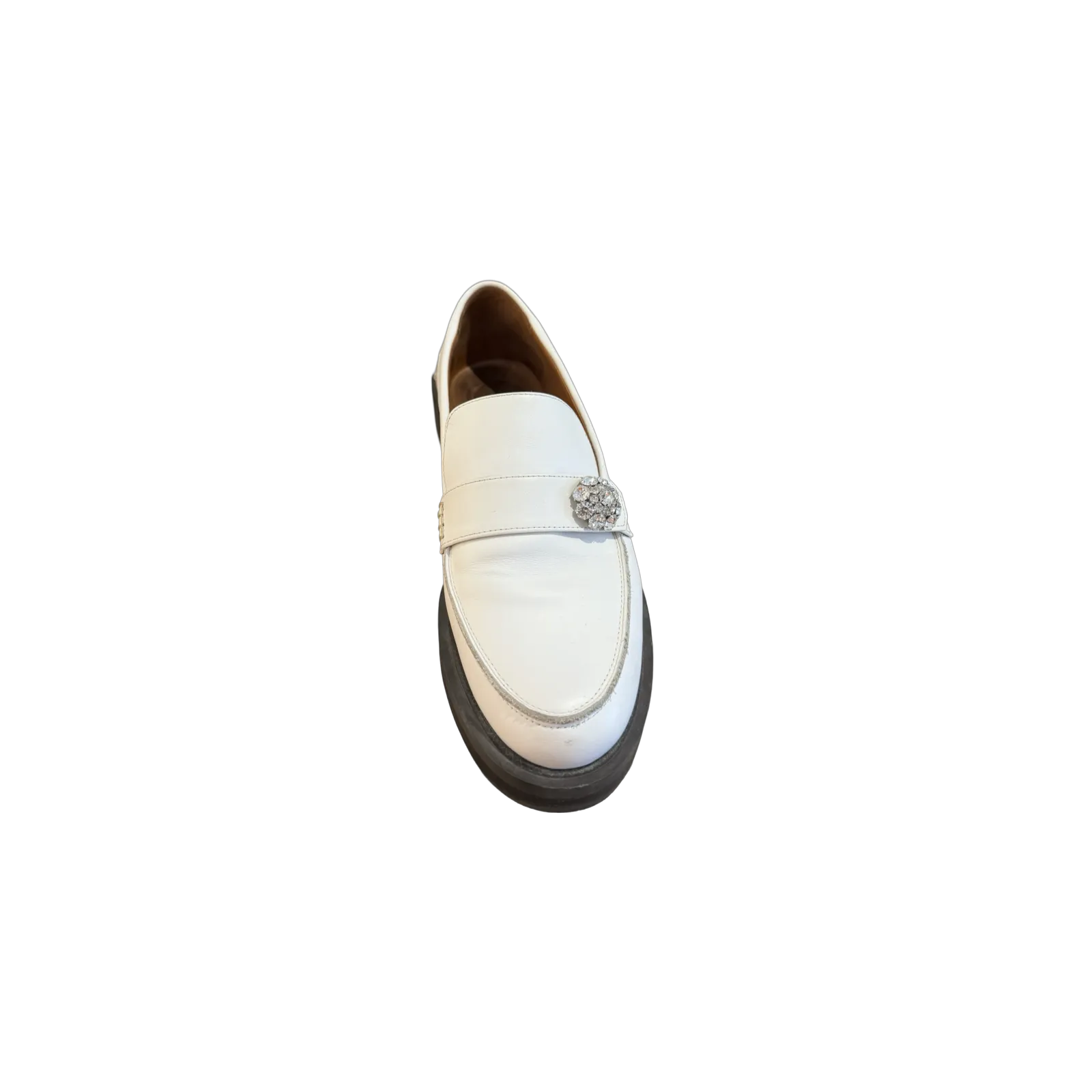 Ganni Leather Crystal Embellishment Loafers (Size 39)