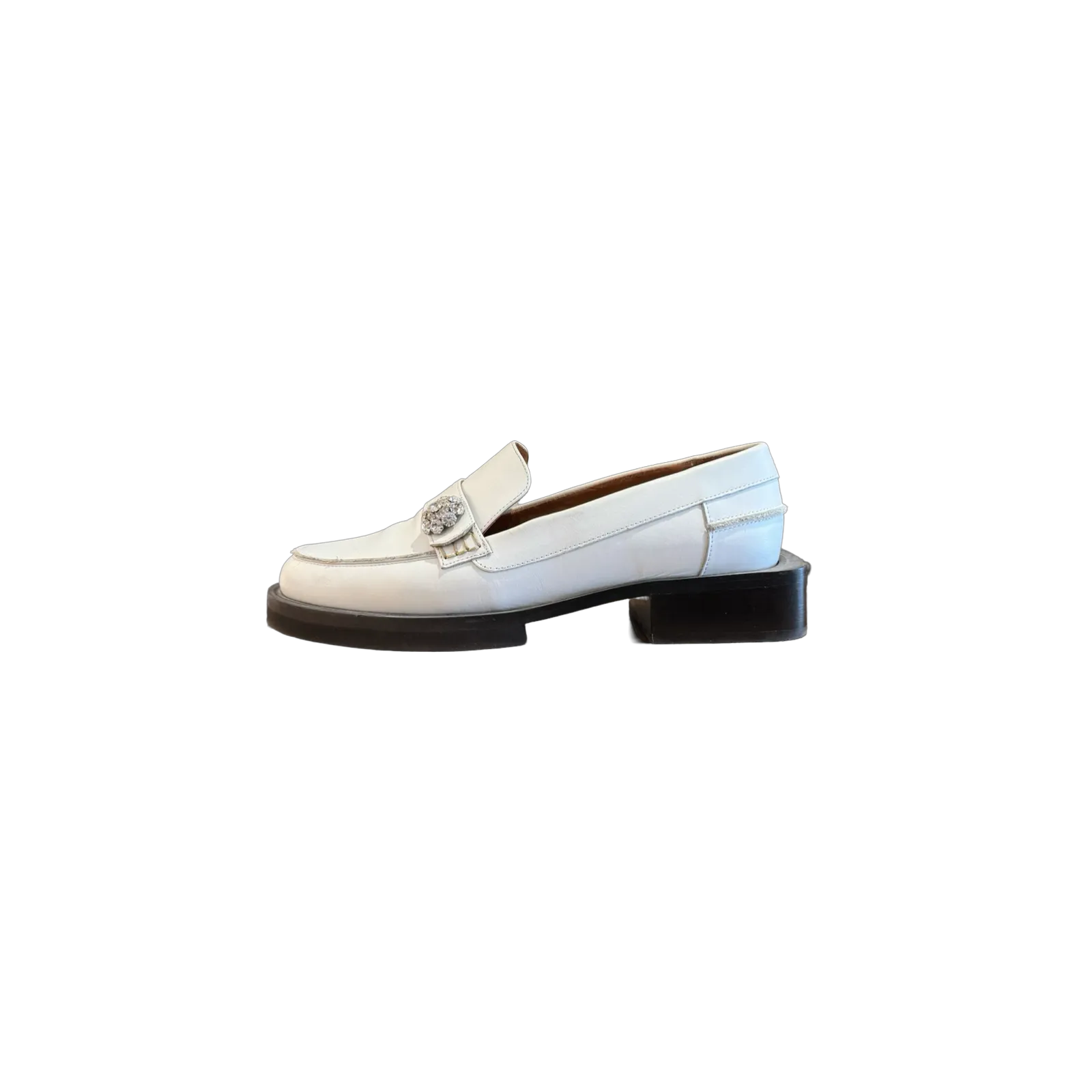 Ganni Leather Crystal Embellishment Loafers (Size 39)