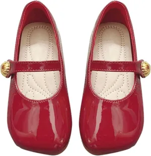 Girls Dress Leather Shoes Princess Flat Lightweight Soft Sole Non Slip Cute Pure Shoes Toddler Teen Kids Wedding Party