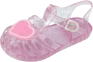 Girls Kids ??ink Heart Jelly Sandals Baby Girls Flat Soft Closed Toe Wide Summer Shoes Casual Comfy Slip On Children