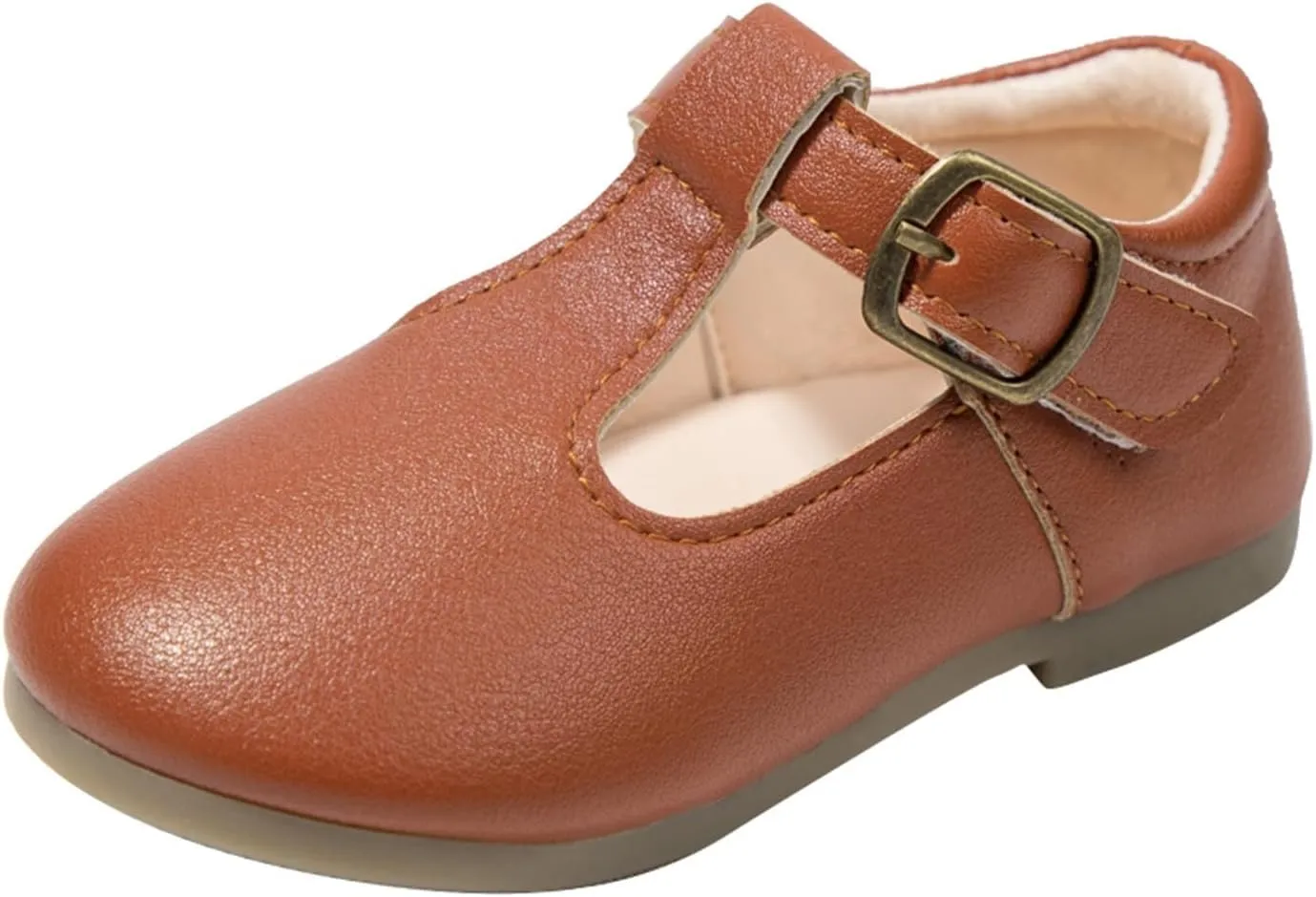Girls Leather Dress Shoes Mary Jane Ballet Flats Kids School T Strap Walking Shoes for Toddler Baby Wedding Party