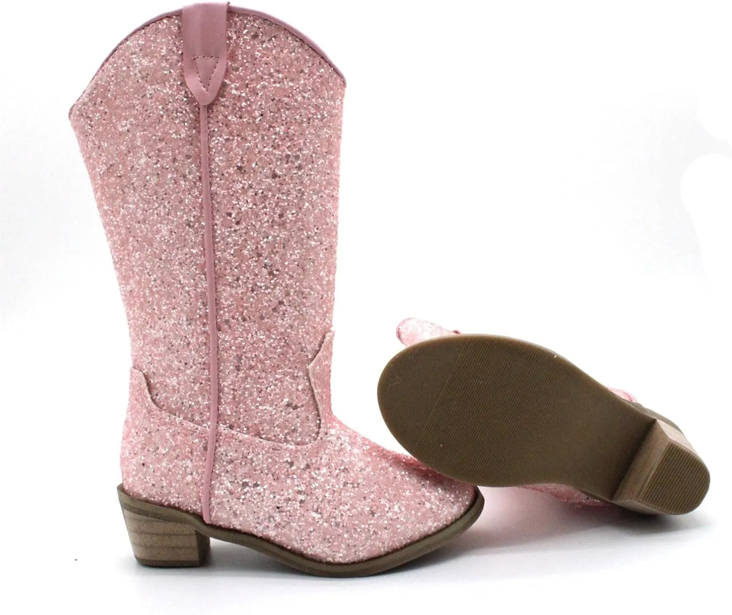 Girls Sequin Sparkly Cowboy Boots Kids ??hinestone Glitter Low Heel Wedding Dress Booties Western Girls Boots Wedge Heel