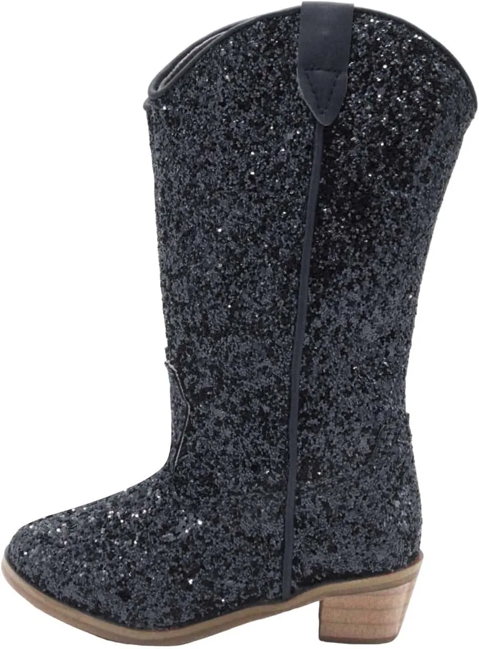 Girls Sequin Sparkly Cowboy Boots Kids ??hinestone Glitter Low Heel Wedding Dress Booties Western Girls Boots Wedge Heel