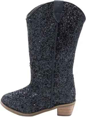 Girls Sequin Sparkly Cowboy Boots Kids ??hinestone Glitter Low Heel Wedding Dress Booties Western Girls Boots Wedge Heel