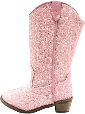 Girls Sequin Sparkly Cowboy Boots Kids ??hinestone Glitter Low Heel Wedding Dress Booties Western Girls Boots Wedge Heel