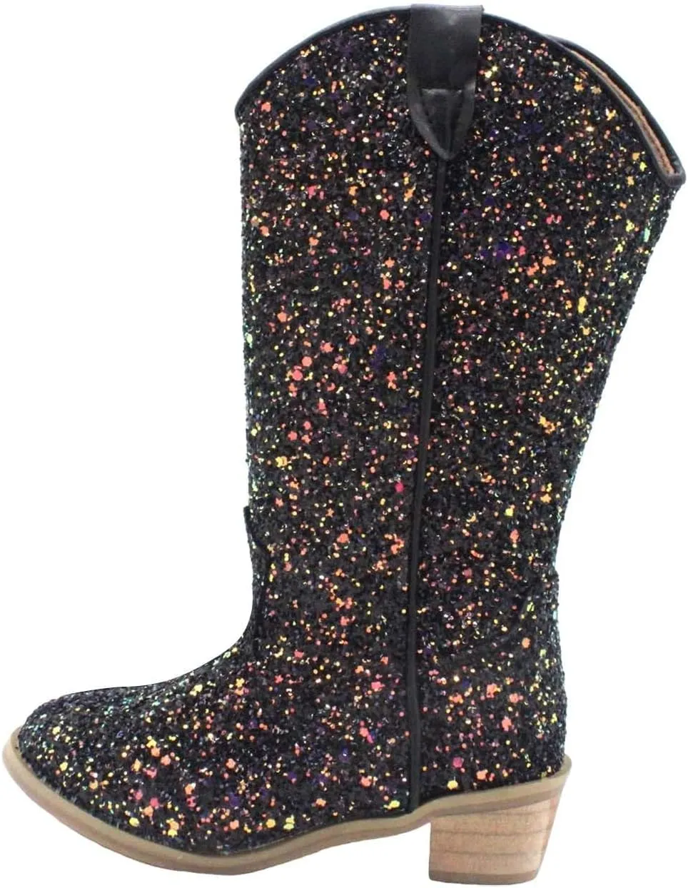 Girls Sequin Sparkly Cowboy Boots Kids ??hinestone Glitter Low Heel Wedding Dress Booties Western Girls Boots Wedge Heel