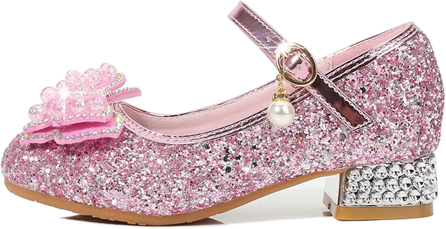 Girls Size 1 Sandals Toddler Little Kid Girls Dress Pumps Glitter Sequins Princess Bowknot Flip Flop Size 4