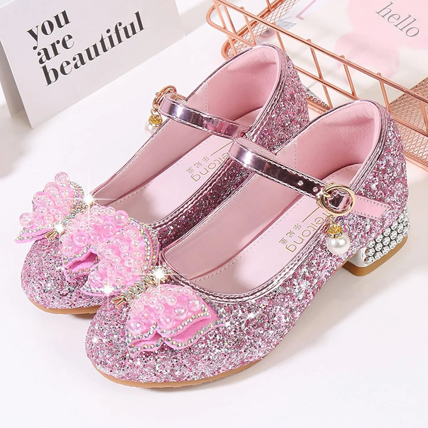 Girls Size 1 Sandals Toddler Little Kid Girls Dress Pumps Glitter Sequins Princess Bowknot Flip Flop Size 4