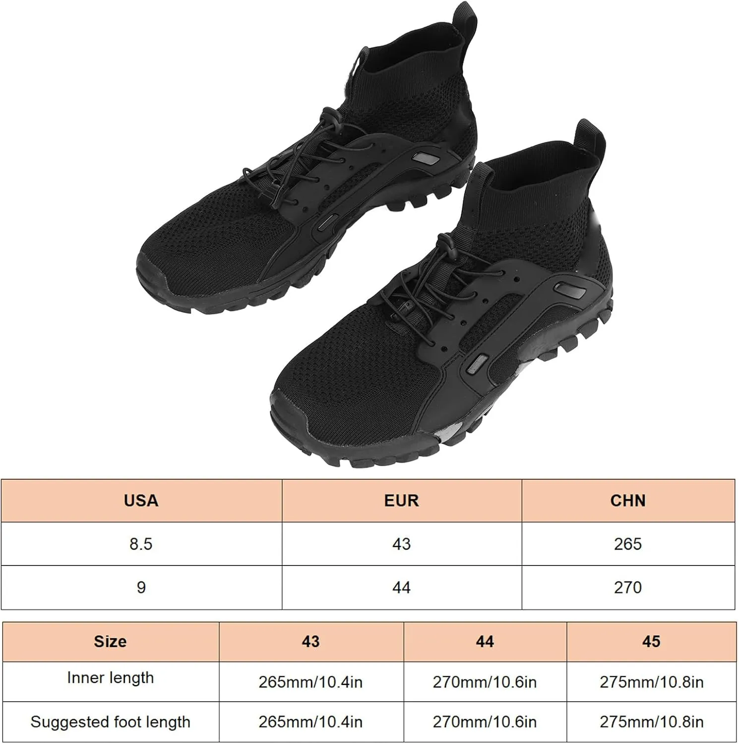 GLOGLOW Hiking Shoes, Artificial Rubber Elastic Fiber Black Comfortable Outdoor Sports Shoes Nonslip Outsole for Hiking