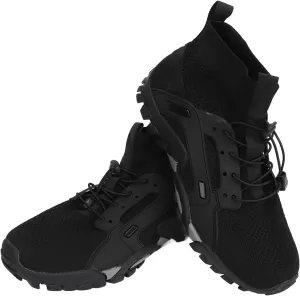 GLOGLOW Hiking Shoes, Artificial Rubber Elastic Fiber Black Comfortable Outdoor Sports Shoes Nonslip Outsole for Hiking