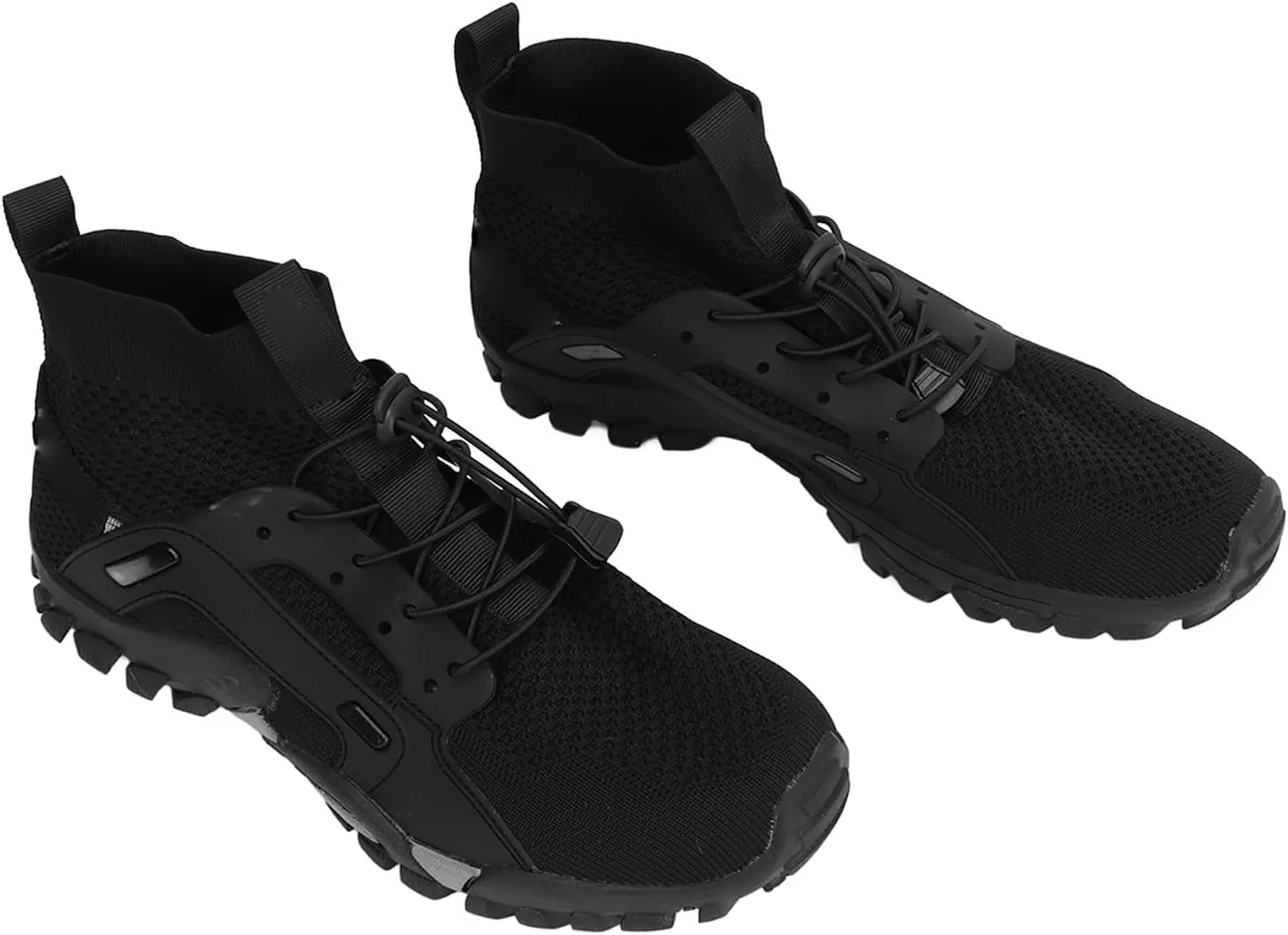 GLOGLOW Hiking Shoes, Artificial Rubber Elastic Fiber Black Comfortable Outdoor Sports Shoes Nonslip Outsole for Hiking