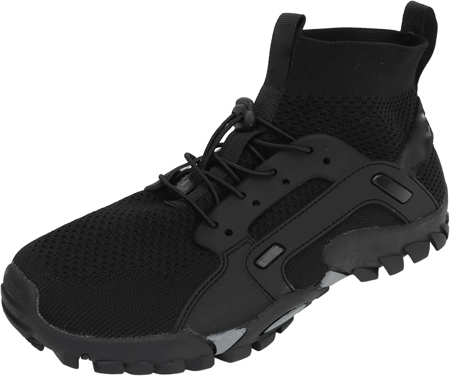 GLOGLOW Hiking Shoes, Artificial Rubber Elastic Fiber Black Comfortable Outdoor Sports Shoes Nonslip Outsole for Hiking