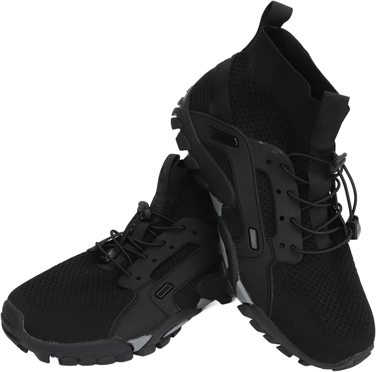 GLOGLOW Hiking Shoes, Artificial Rubber Elastic Fiber Black Comfortable Outdoor Sports Shoes Nonslip Outsole for Hiking