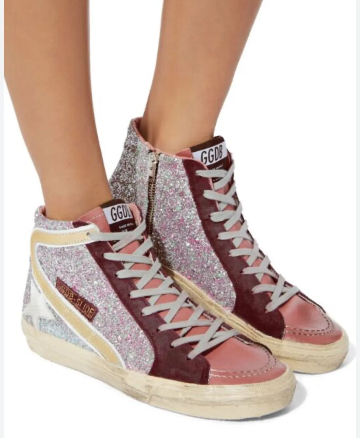 Golden Goose Shoes, Glitter Slide High-Top Sneakers (size 38)