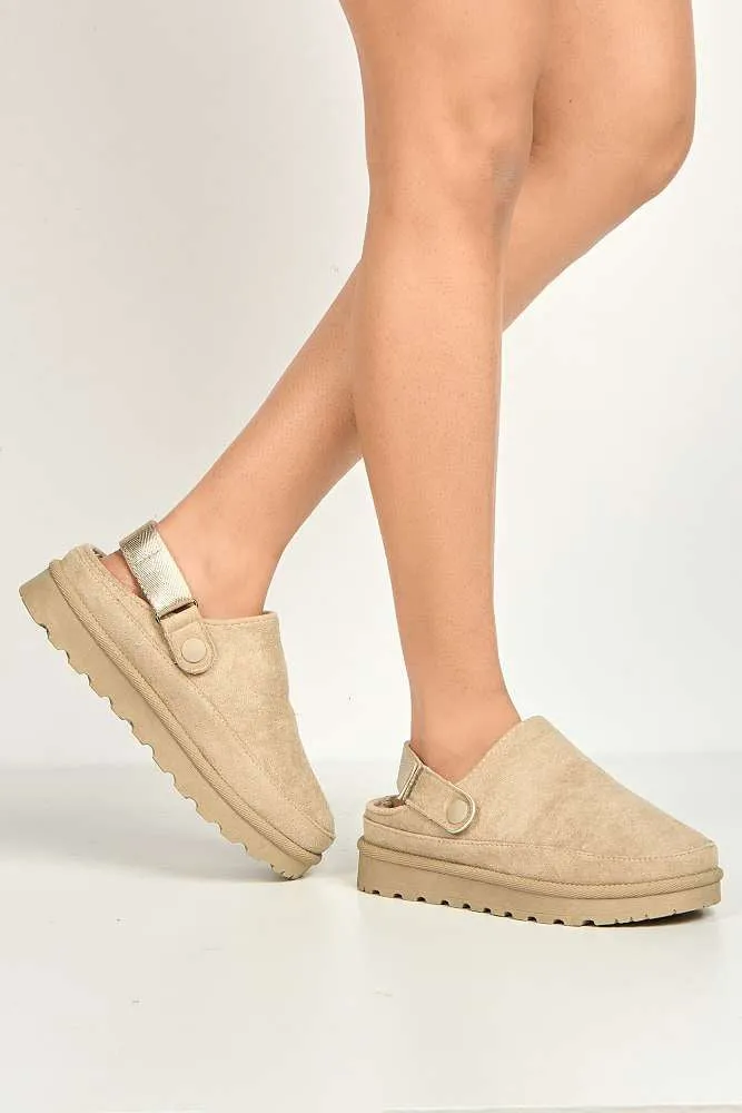 Harley Backless Extended Elastic Strap Slippers in Beige