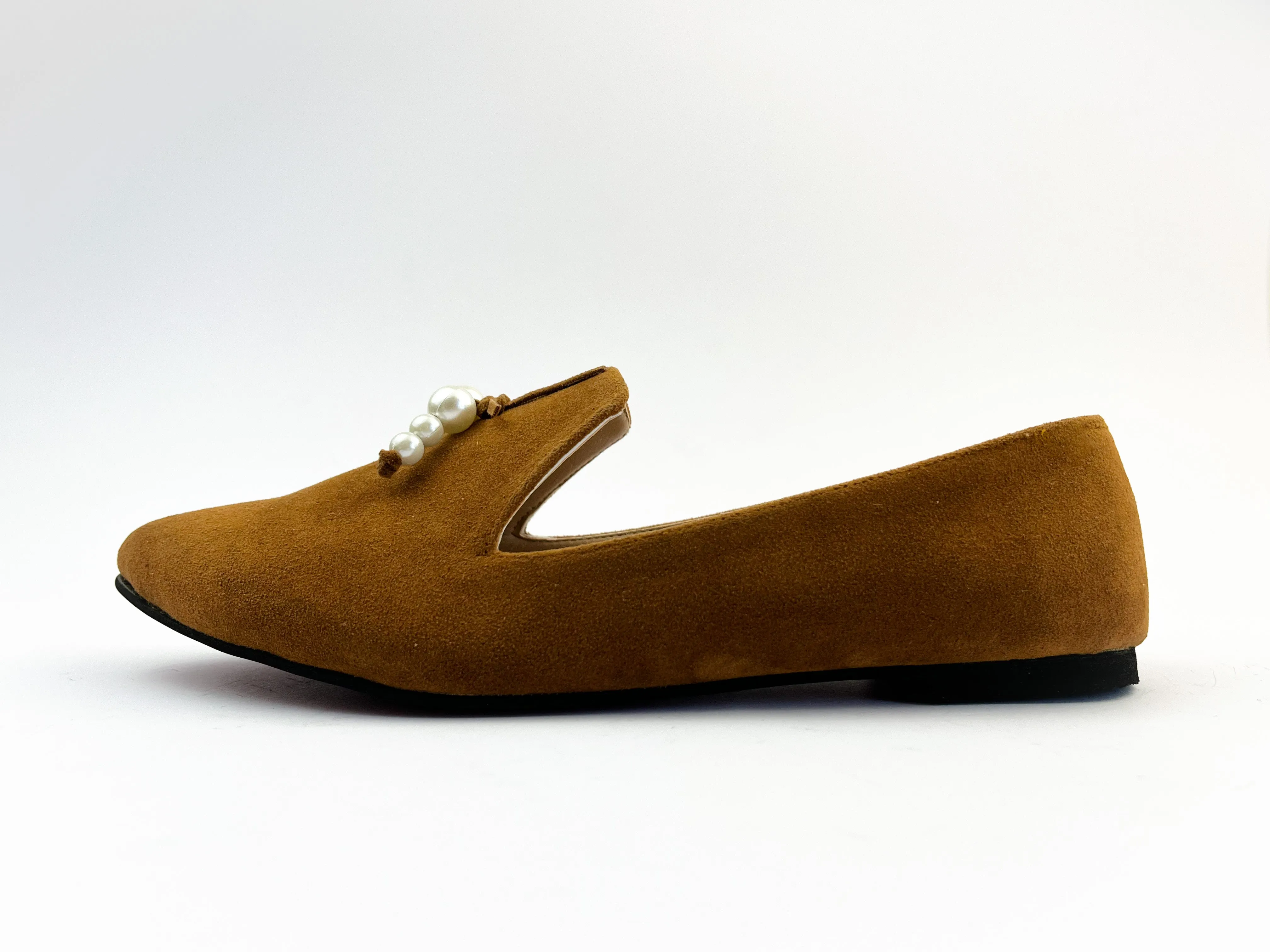 Havane Pointed Pearls Loafers