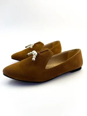 Havane Pointed Pearls Loafers