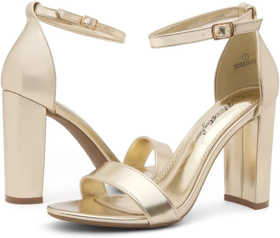 Herstyle Women??s Chunky Block Heels ?C Open Toe Ankle Strap Sandals, 3.75 Inch High Heels for Wedding, Party & Dressy Occasions ?C Comfortable Strappy Dress Shoes