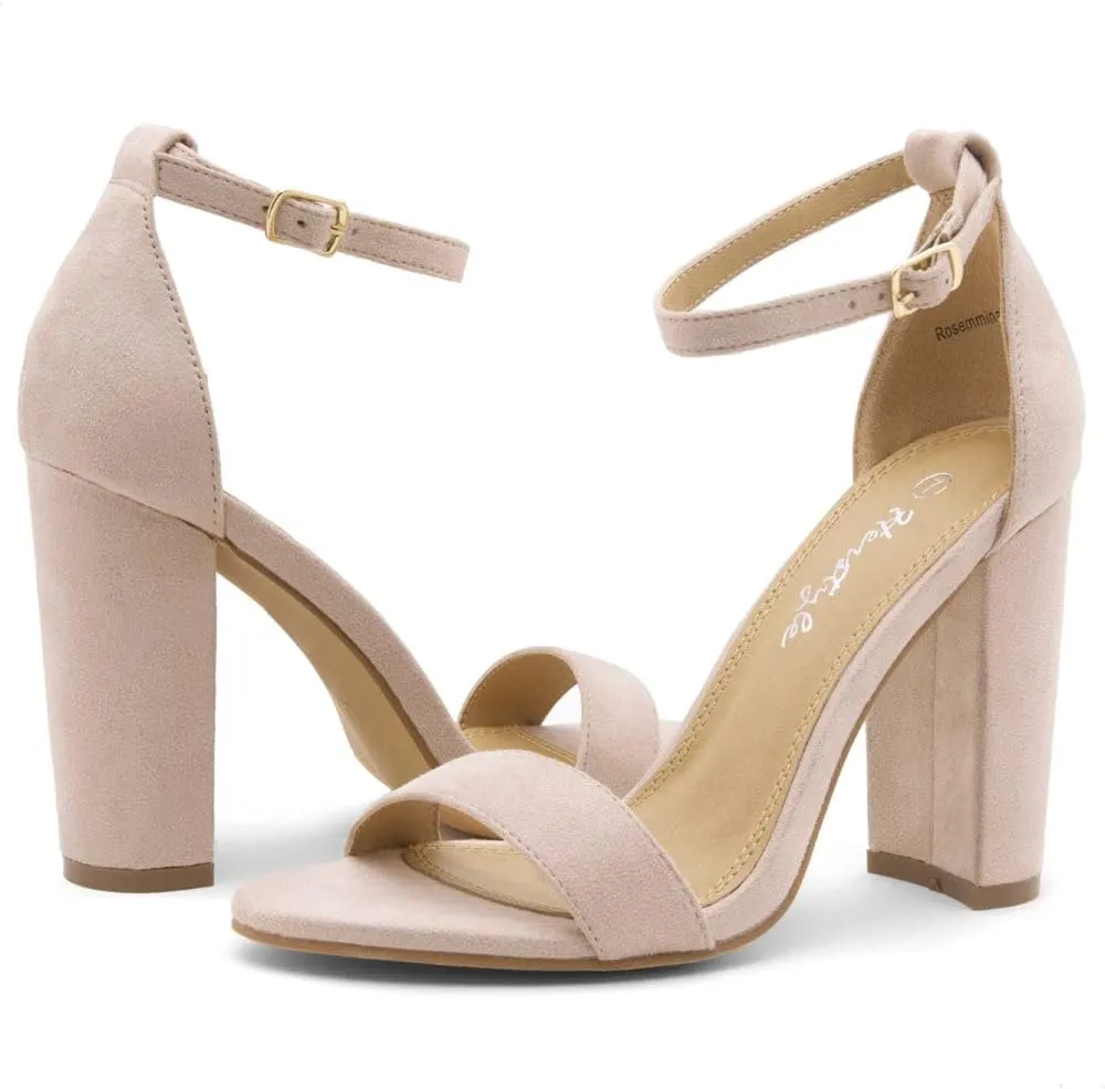 Herstyle Women??s Chunky Block Heels ?C Open Toe Ankle Strap Sandals, 3.75 Inch High Heels for Wedding, Party & Dressy Occasions ?C Comfortable Strappy Dress Shoes