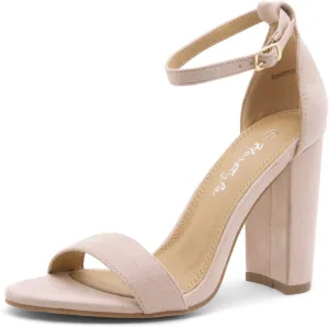 Herstyle Women??s Chunky Block Heels ?C Open Toe Ankle Strap Sandals, 3.75 Inch High Heels for Wedding, Party & Dressy Occasions ?C Comfortable Strappy Dress Shoes