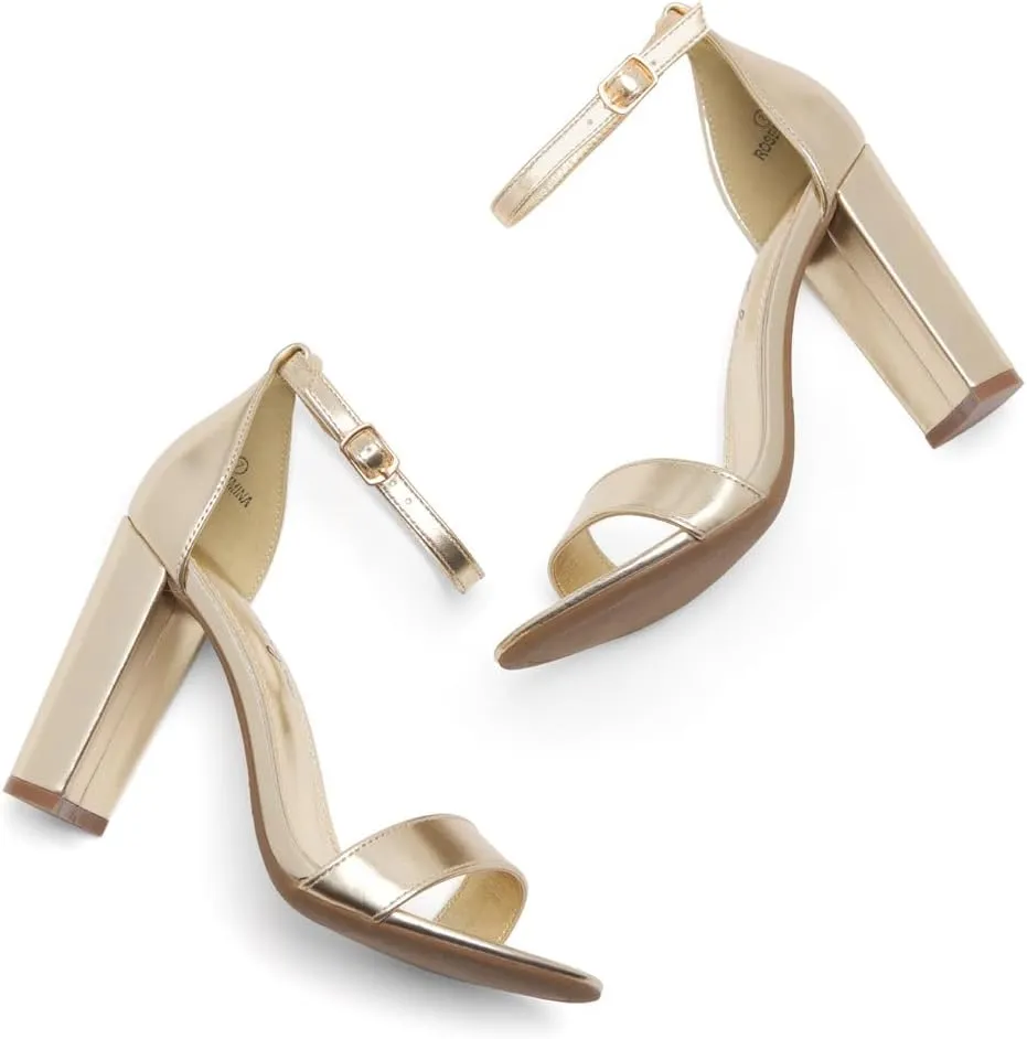 Herstyle Women??s Chunky Block Heels ?C Open Toe Ankle Strap Sandals, 3.75 Inch High Heels for Wedding, Party & Dressy Occasions ?C Comfortable Strappy Dress Shoes