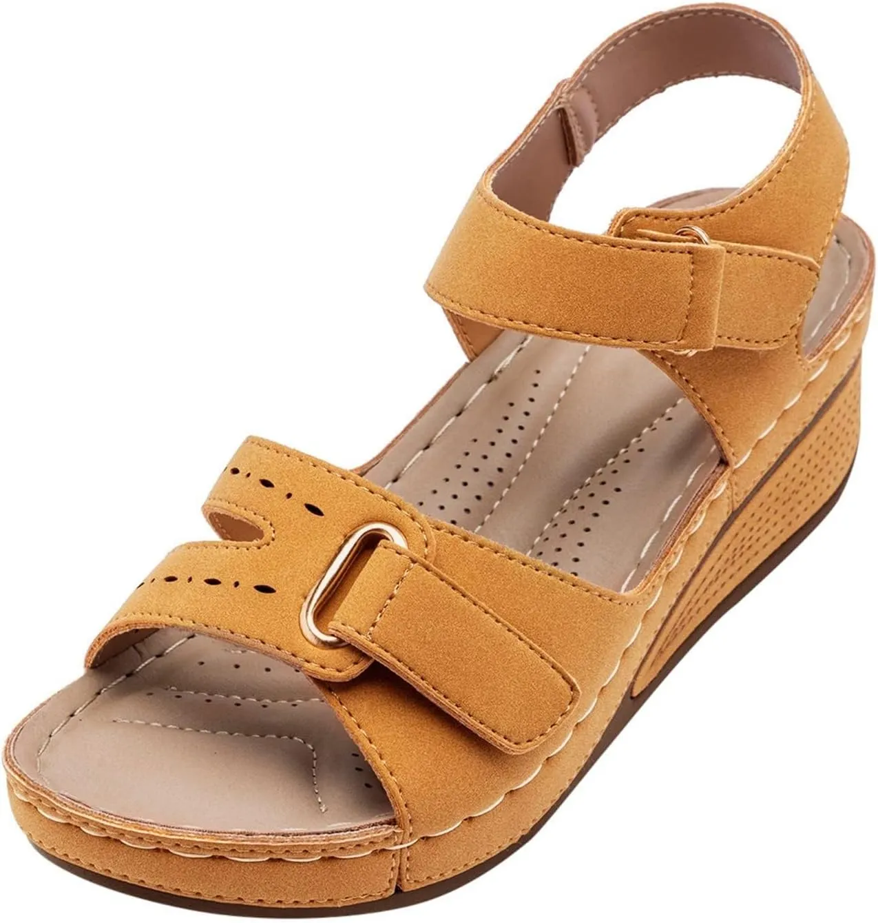 HINDOLA Women's Orthopedic Wedge Platform Sandals Anti-Slip Open Toe Flatform Sandals Summer Walking Slippers with Arch Support Orthotic Flip Flops