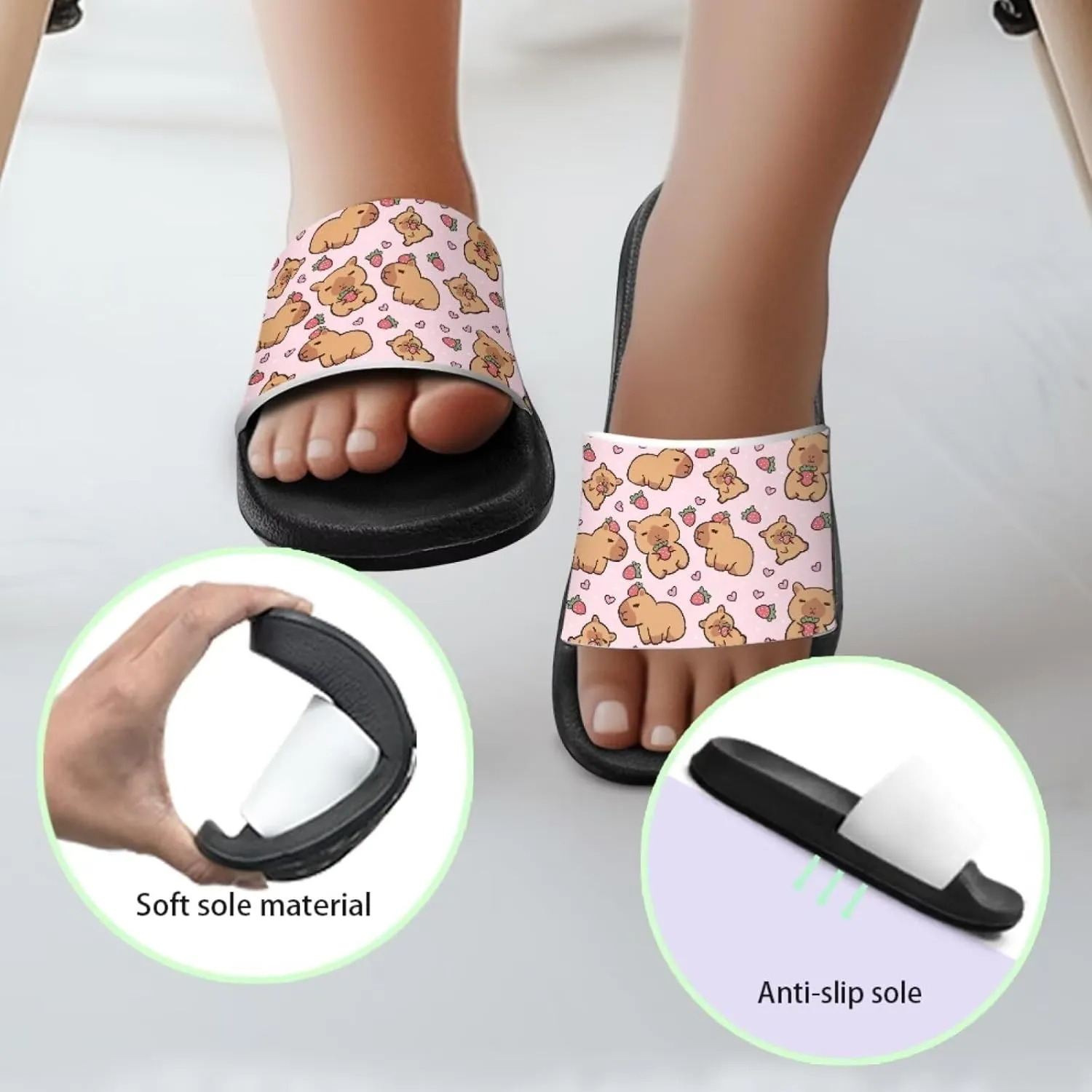 Howilath Cute Animal Print Slide Sandal for Kids Open Toe Summer Slippers EVA Sole Anti-Skid Slide Camping Hiking Shoes