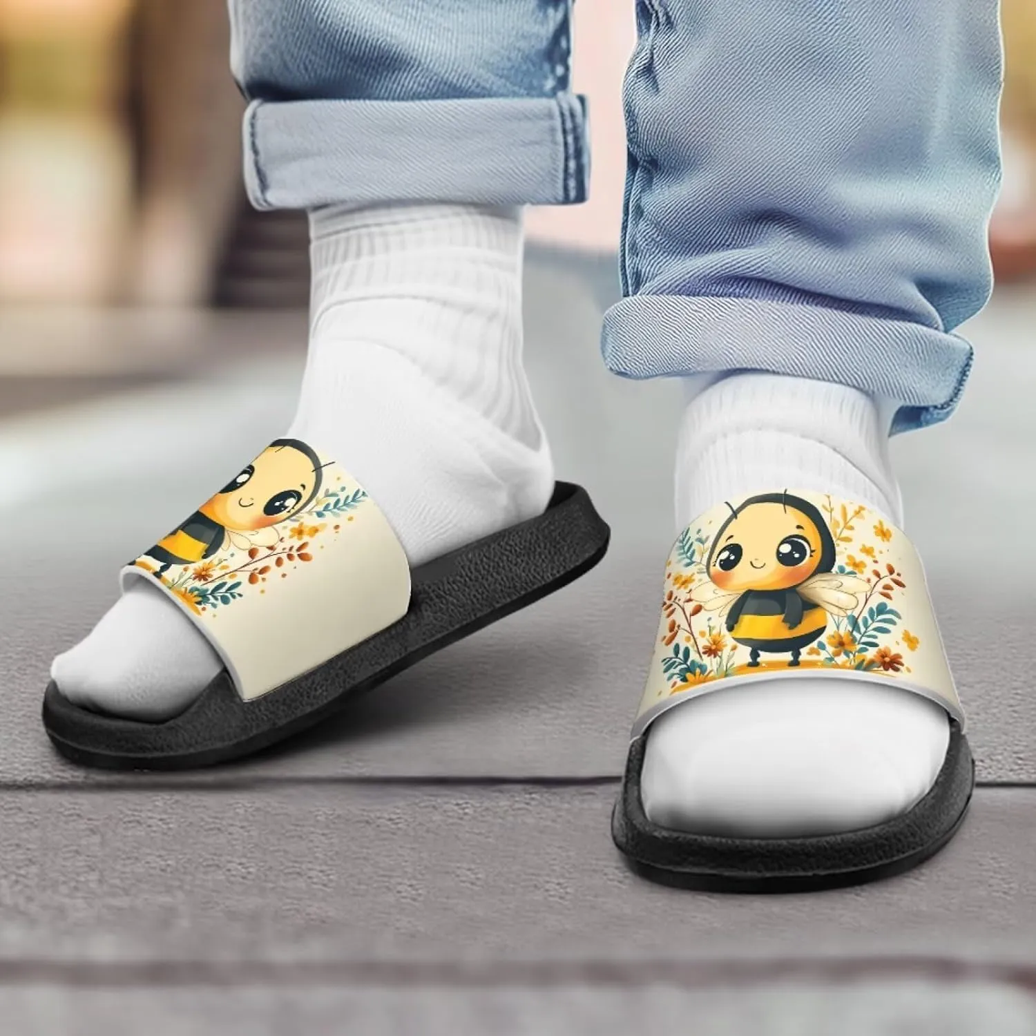 Howilath Cute Animal Print Slide Sandal for Kids Open Toe Summer Slippers EVA Sole Anti-Skid Slide Camping Hiking Shoes