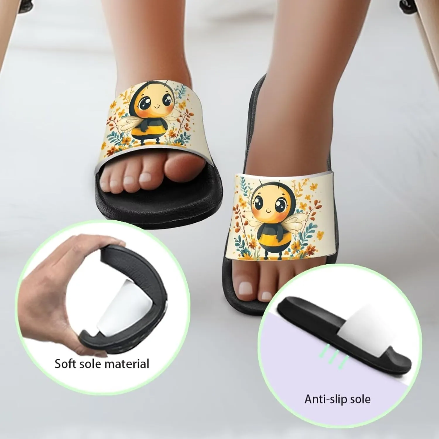 Howilath Cute Animal Print Slide Sandal for Kids Open Toe Summer Slippers EVA Sole Anti-Skid Slide Camping Hiking Shoes