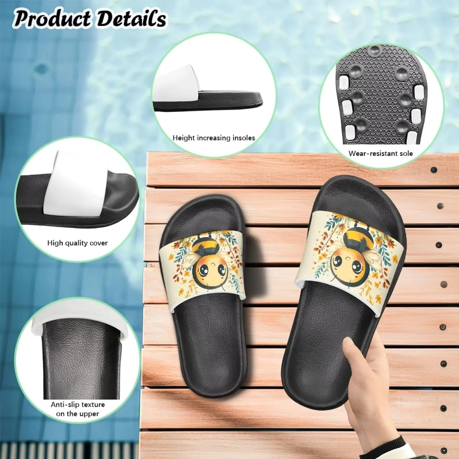 Howilath Cute Animal Print Slide Sandal for Kids Open Toe Summer Slippers EVA Sole Anti-Skid Slide Camping Hiking Shoes