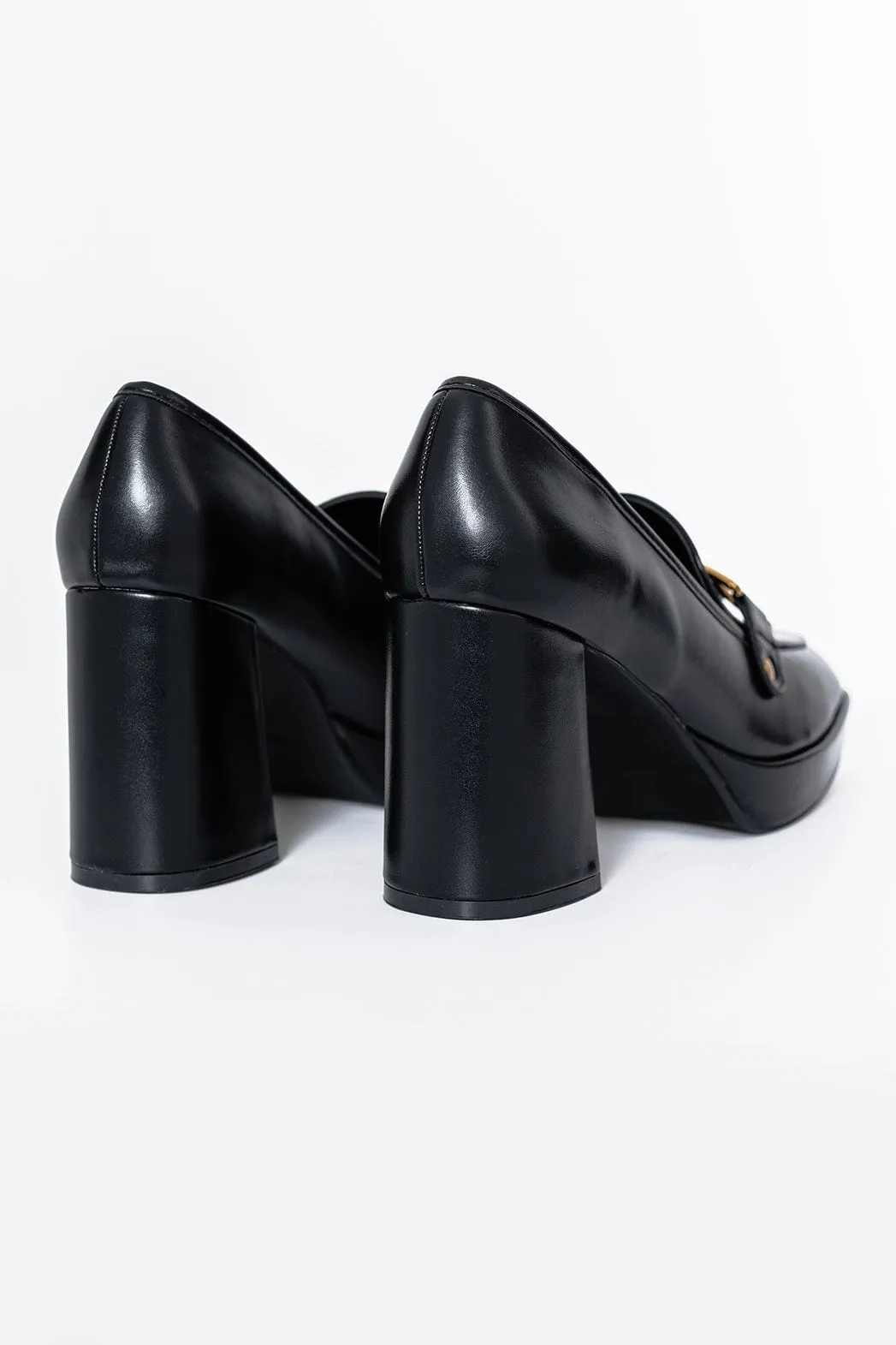 Ideal Shoes Loafers Γόβες με Φαρδιά Αγκράφα Μαύρες 8722