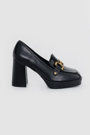 Ideal Shoes Loafers Γόβες με Φαρδιά Αγκράφα Μαύρες 8722