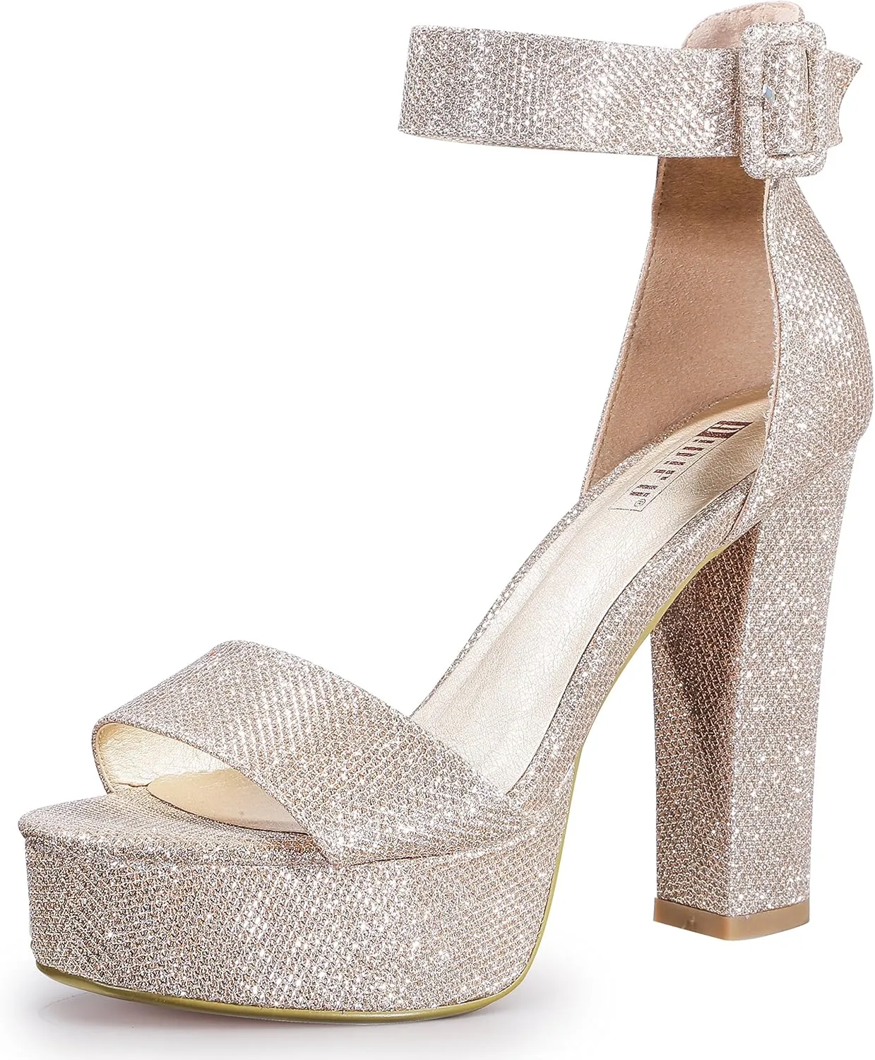 IDIFU IN5 Sabrina Platform Block Chunky High Heels Ankle Strap Heeled Sandals Sexy Wedding Party Dress Shoes for Women Open Toe Heels
