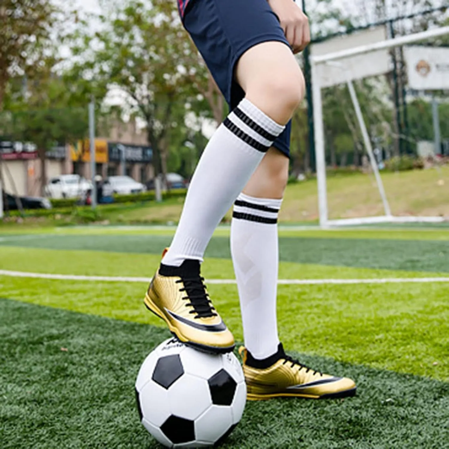Indoor Soccer Shoes Mens High Gripping Power Non-Slip,Youth Football Cleats High-Top Shock Absorption,Soccer Cleats TF Comfortable Soft