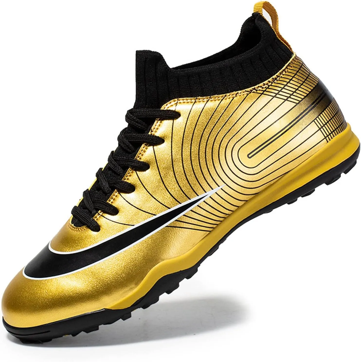 Indoor Soccer Shoes Mens High Gripping Power Non-Slip,Youth Football Cleats High-Top Shock Absorption,Soccer Cleats TF Comfortable Soft