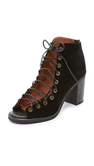 Jeffrey Campbell Cors Black suede Lace UP Block Heel Bootie