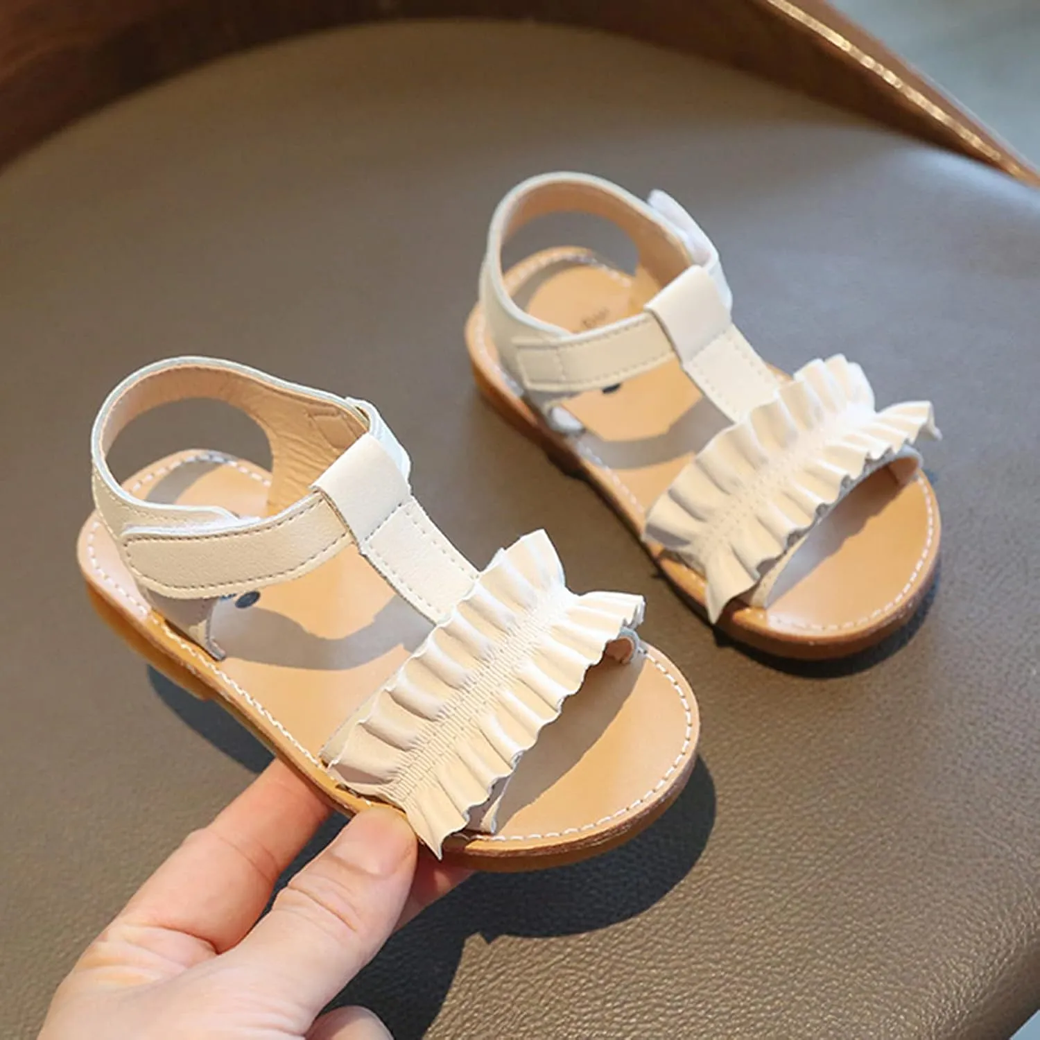 Jelly Sandals Sandals Kids Girls Soft-soled Shoes Non-slip Children Beach Ruffles Princess Girl's Pool Sliders