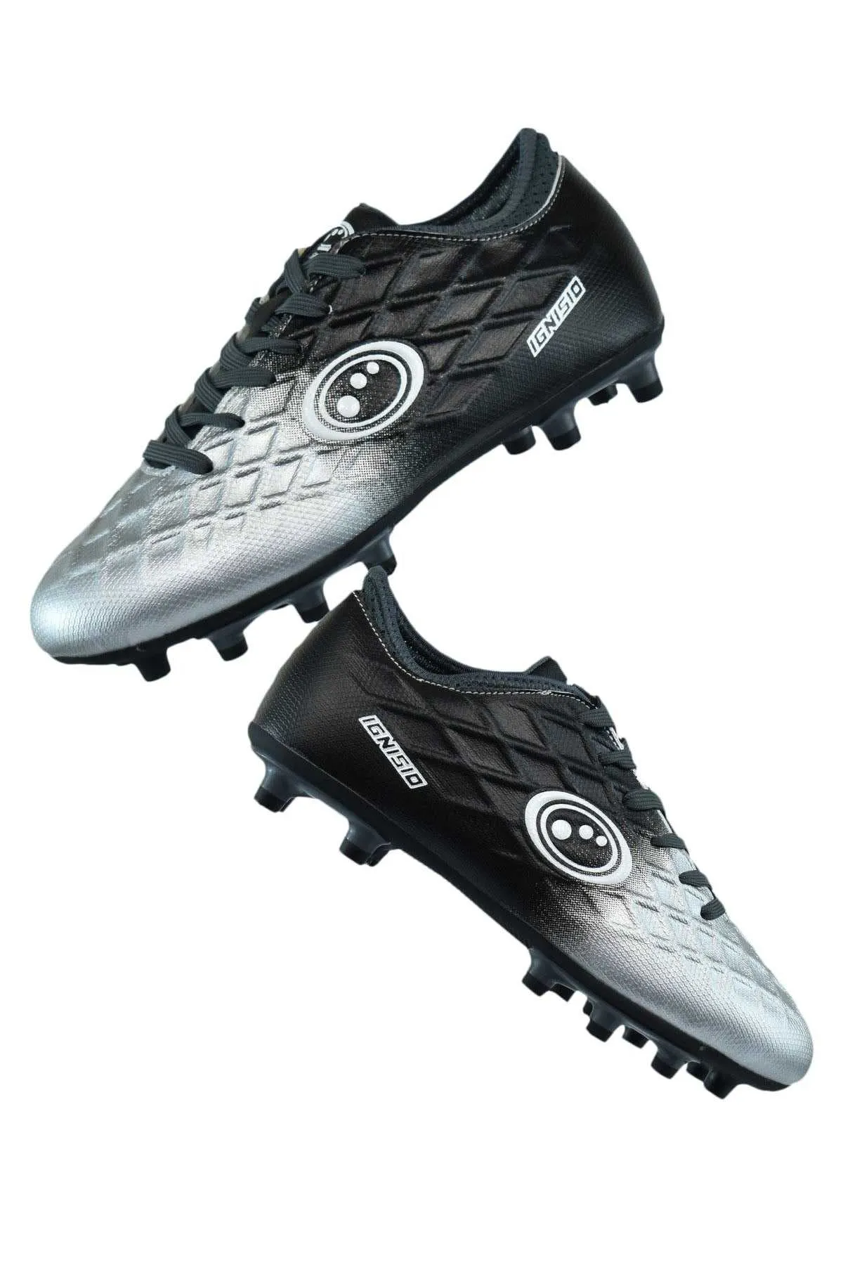 Junior Silver Fade Ignisio Lace-Up 6 Stud Football Boot