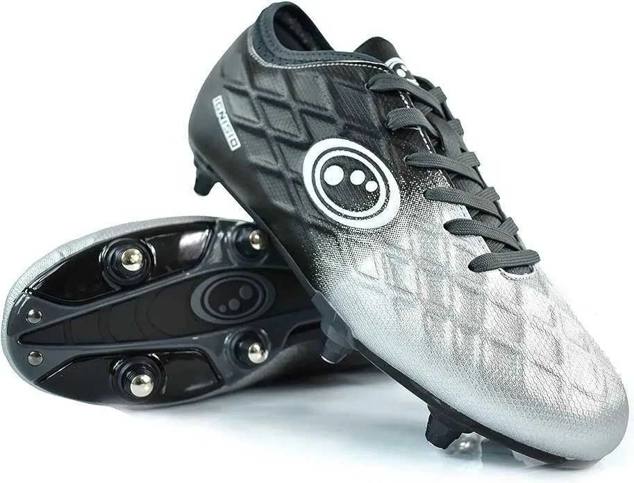 Junior Silver Fade Ignisio Lace-Up 6 Stud Football Boot