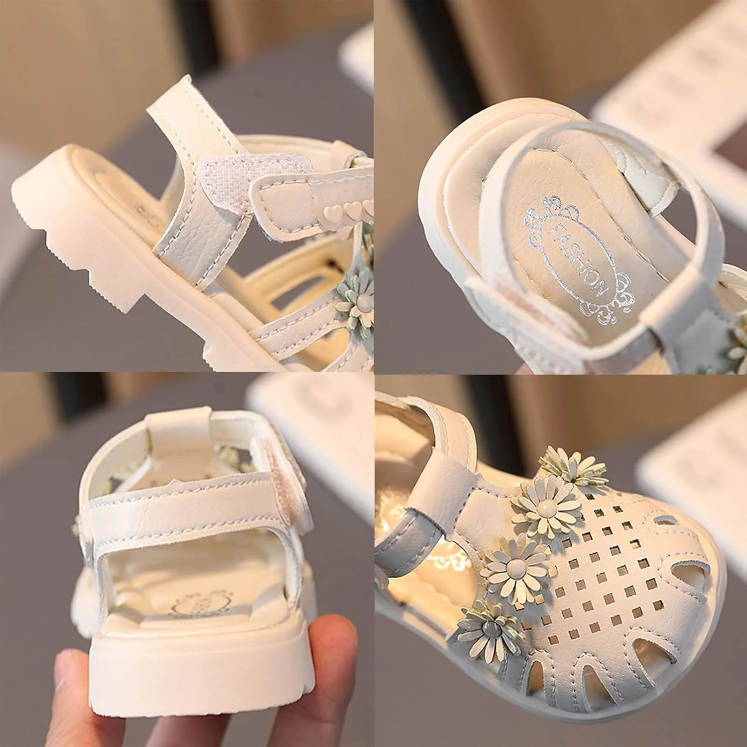 Kids Closed Toe Flower Sandals With Strap Rubber Sole ow Heels Soft Beach Shoes Toddler Summer Outdoor Pool Loafers