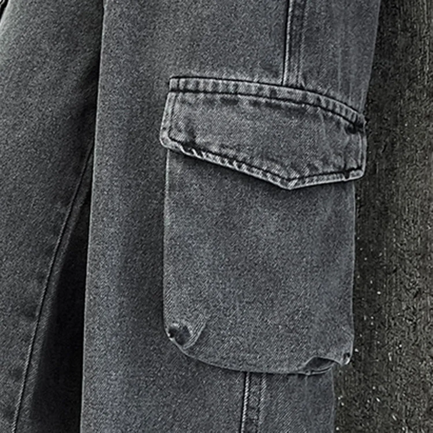 Kids Girls Denim Cargo Pants Wide Leg Loose Casual Jeans Joggers Sweatpants Multiple Pockets Leisure