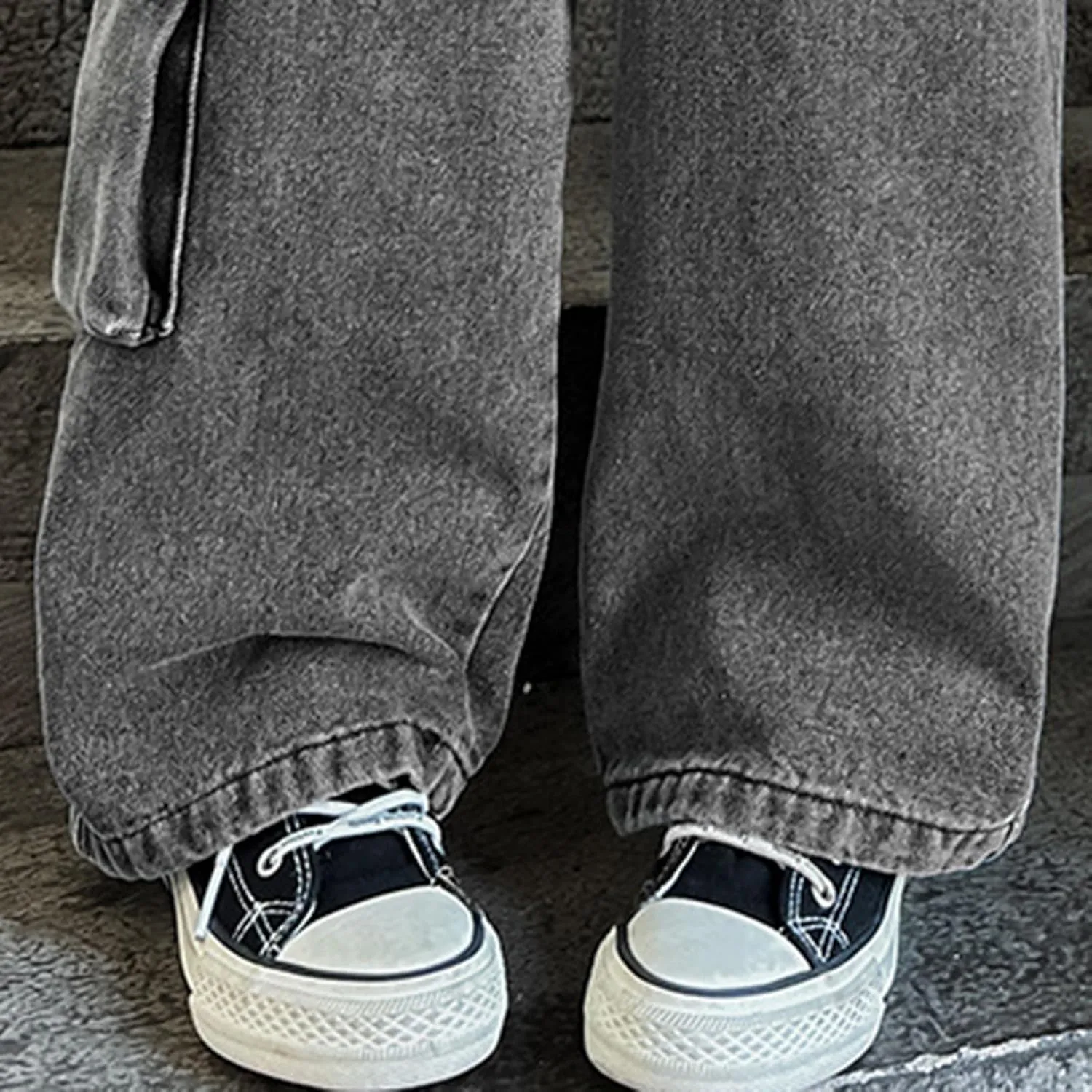 Kids Girls Denim Cargo Pants Wide Leg Loose Casual Jeans Joggers Sweatpants Multiple Pockets Leisure