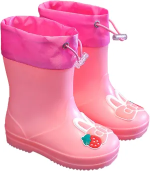 Kids Rain Boots for Boys Girls Waterproof Cute Rabbit Rain Shoes Toddler Rain Boots Non Slip Rubber Infant Snow Boots