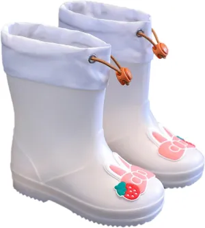Kids Rain Boots for Boys Girls Waterproof Cute Rabbit Rain Shoes Toddler Rain Boots Non Slip Rubber Infant Snow Boots