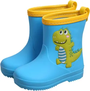 Kids Rain Boots for Girls Boys Toddler Waterproof Cute Cartoon Dinosaur Rain Shoes with Anti Slip Riding Boots Girls