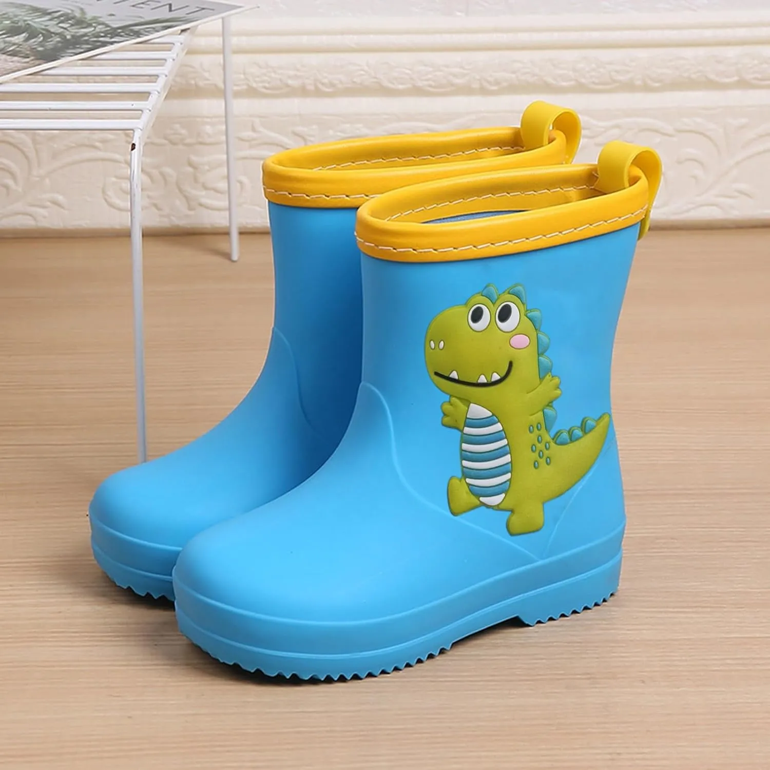 Kids Rain Boots for Girls Boys Toddler Waterproof Cute Cartoon Dinosaur Rain Shoes with Anti Slip Riding Boots Girls